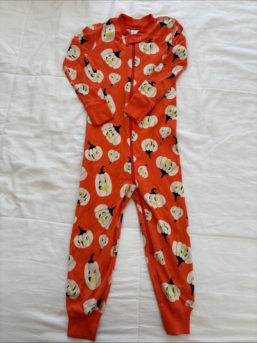 Hanna Andersson Kids 3T Glow-In-The Dark Jack-O-Lantern Halloween Zip Sleeper